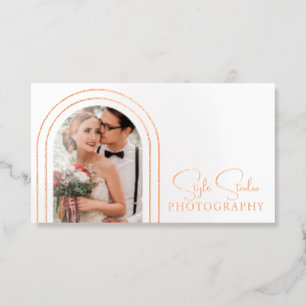 Photo QR Code Photographer Script Foil Spot Gloss Business Cards