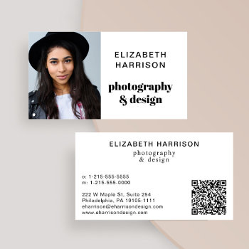 Photo Qr Code Professional Business Card by JulieHortonDesigns at Zazzle