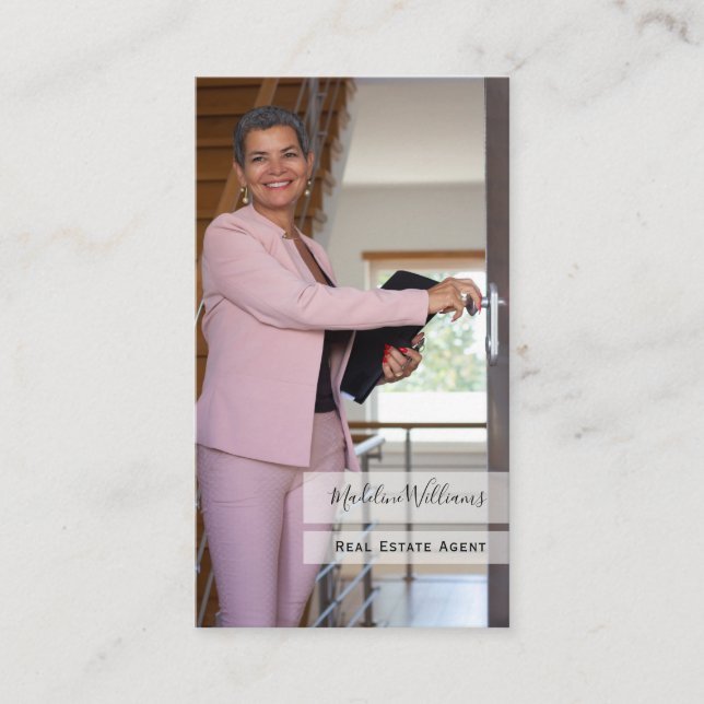 Photo QR Code Real Estate Agent Business Card (Front)