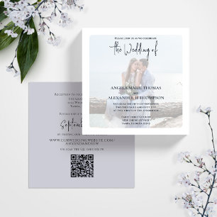 Photo QR Code RSVP Online Elegant Light Blue Invitation