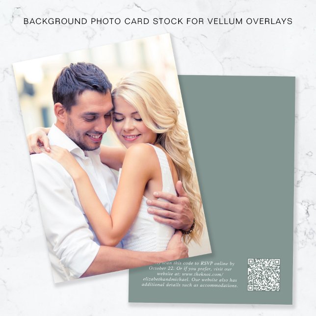 Photo QR Code Sage Background For Vellum Overlay Invitation (Creator Uploaded)