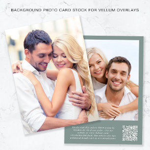 Photo QR Code Sage Green Background Vellum Overlay Invitation