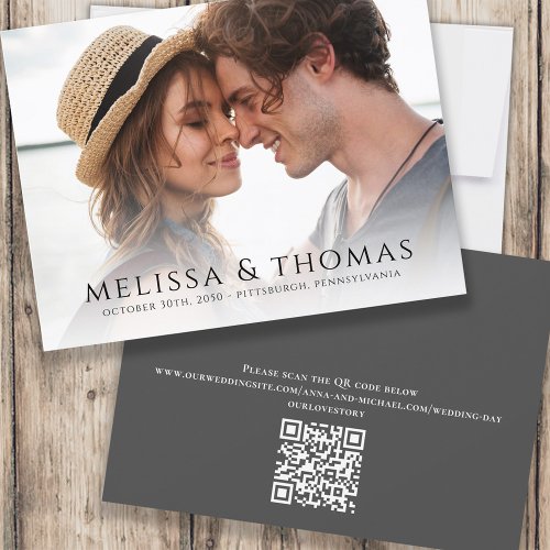 Photo QR Code Save the Date Simple Typography