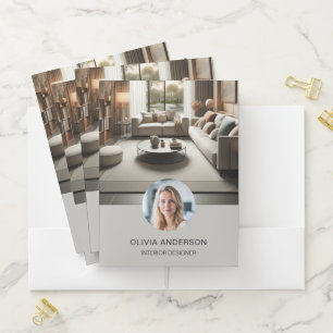 Photo QR Code Social Media Professional Gray Pocket Folder