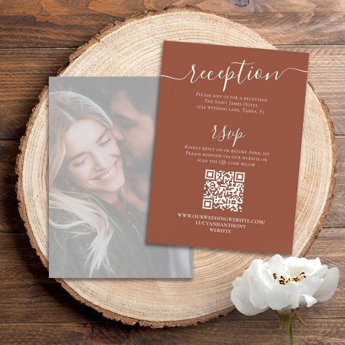Photo QR Code Wedding Reception RSVP Online  Enclosure Card