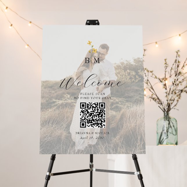 Photo QR Code Wedding Welcome Foam Board (In Situ (Stand))