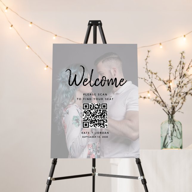 Photo QR Code Wedding Welcome Foam Board (In Situ (Stand))