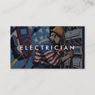 *~* Photo QR Electrician Patriotic Flag AP75 Business Card