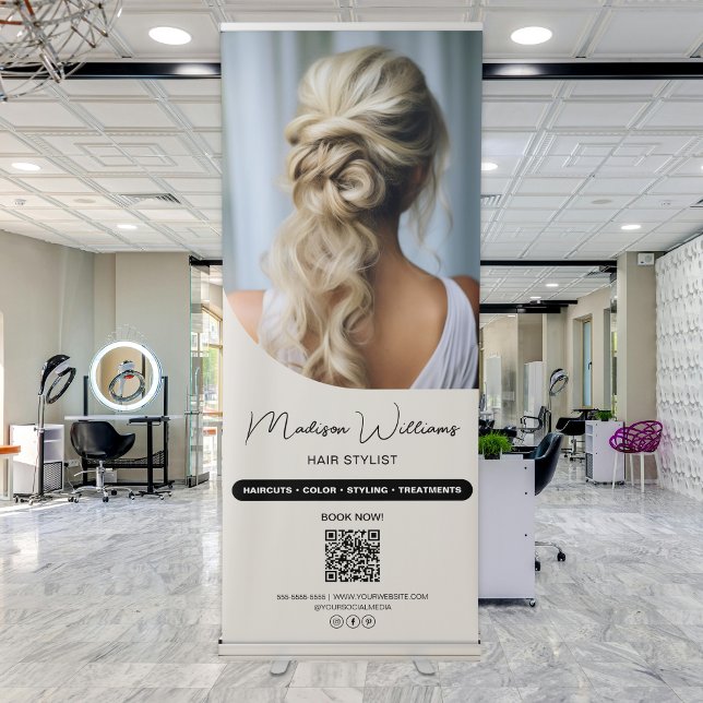 Photo QR Hair Stylist Salon Retractable Banner (Photo QR Hair Stylist Salon Retractable Banner)