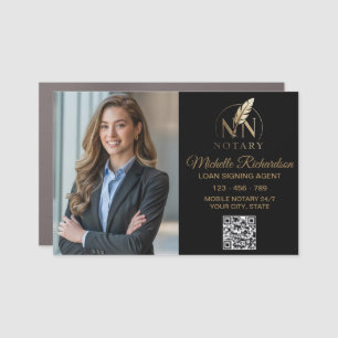Photo QR Notary Loan Signing Agent Black Gold Car  Magnet