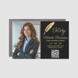Photo QR Notary Loan Signing Agent Black Gold Car  Magnet