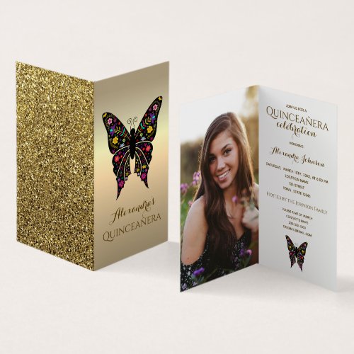 Photo Quinceanera 15th Birthday Colorful Butterfly
