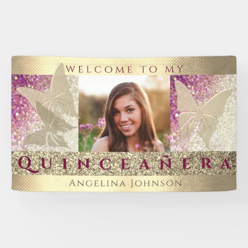 Photo Quinceanera Birthday Banner