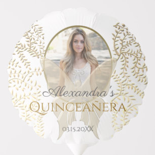 Photo Quinceanera Gold Butterfly Balloon