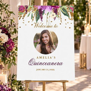 Photo Quinceanera Welcome Sign Amethyst