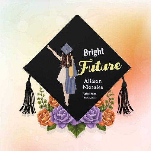 Photo Quote Bright Future Class of 2024 Graduation Cap Topper