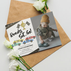 Photo Race Car Birthday Party Invitation