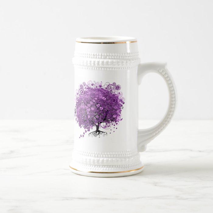 Radiant Purple Heart Leaf Tree Wedding Mug