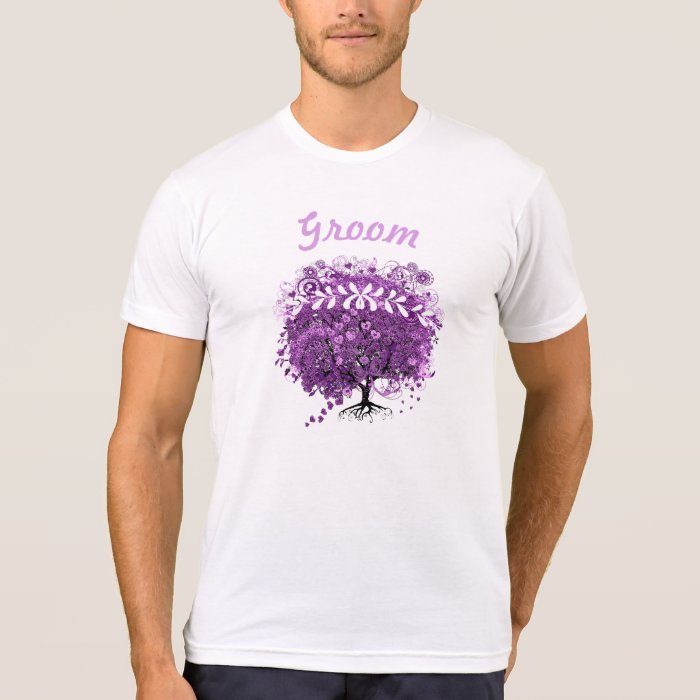 Radiant Purple Heart Leaf Tree Wedding T Shirts