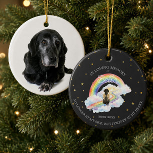 Photo Rainbow Bridge Dog Angel Pet Memorial Ceramic Ornament