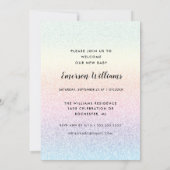 Photo Rainbow Glitter Sip and See Baby Shower Invitation (Back)