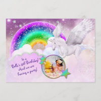 Photo Rainbow Unicorn Party Invitation