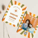 Photo Rainbow Wavy Groovy Save the Date Qr Code<br><div class="desc">Photo Burnt Orange Sun Retro Boho Save the Date Qr Code</div>