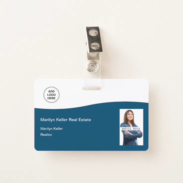 Photo Real Estate Logo Template Name Badge | Zazzle