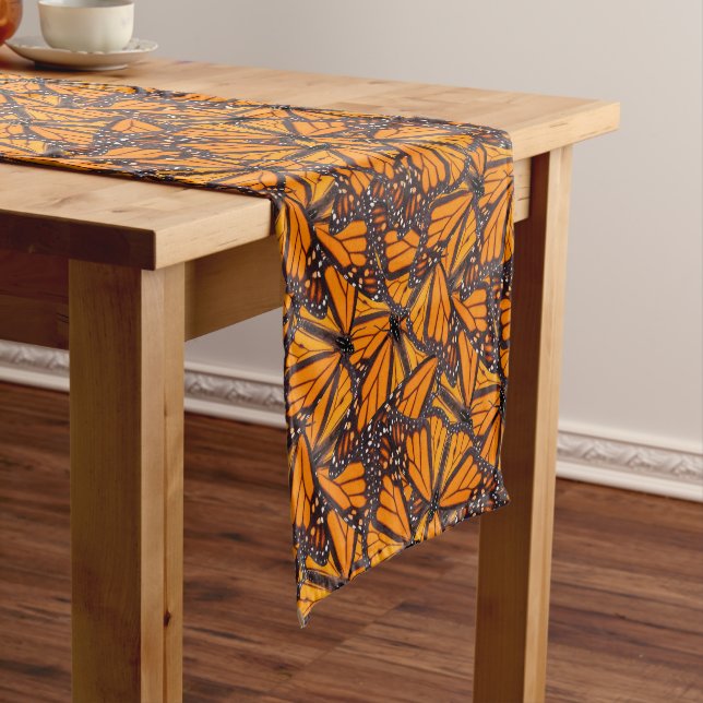 Photo Realistic Monarch Butterflies Short Table Runner (In Situ)