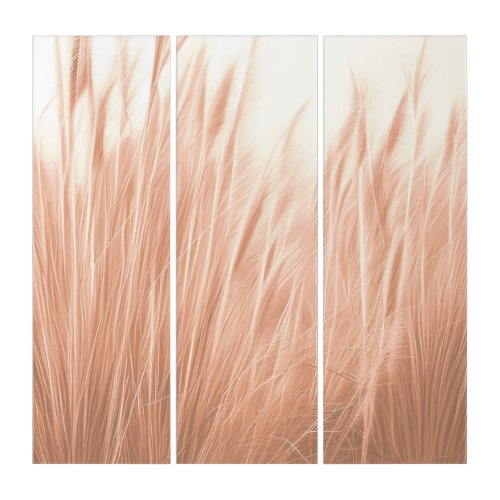 Photo Realistic Pampas Grass Blush Minimal Triptych