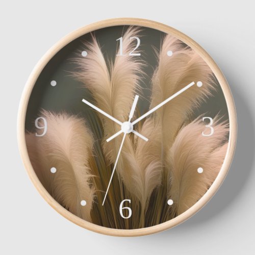 Photo Realistic Pampas Grass Numbers  Clock