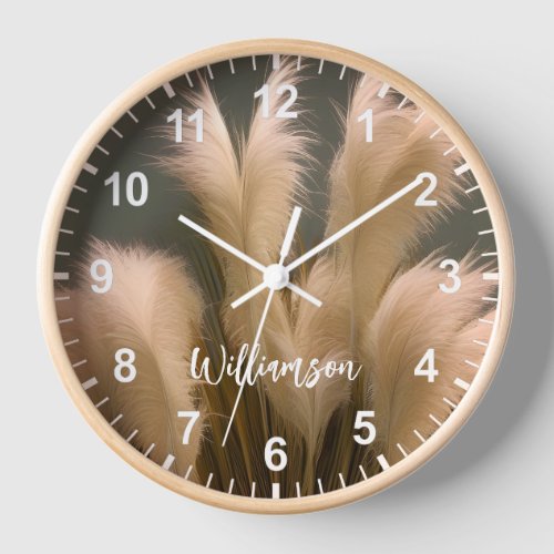 Photo Realistic Pampas Grass Numbers  Clock
