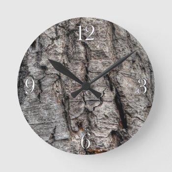 Photo Realistic Rustic  Birch Tree Bark Effect Round Clock by EarthGifts at Zazzle