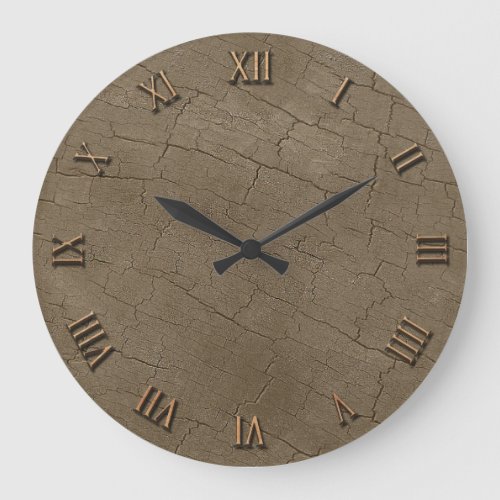 Photo Realistic Rustic Weathered Wood Board II Large Clock