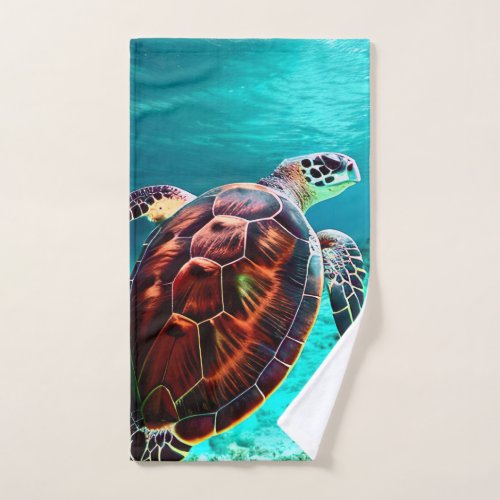 Photo Realistic Sea Turtle  Hand Towel