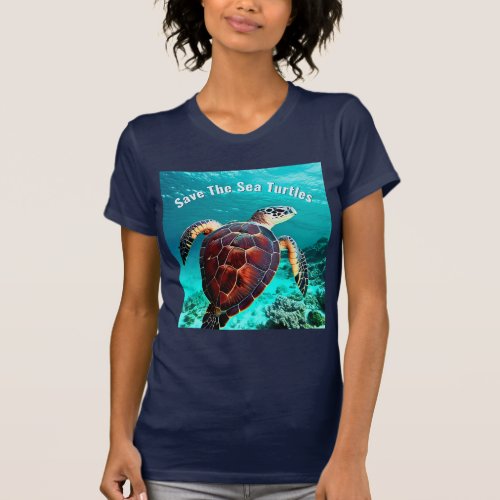 Photo Realistic Sea Turtle  Save The Sea Turtles T_Shirt