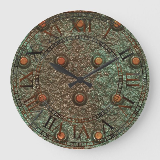 Photo Realistic Steampunk Plate Metal Rusty Steel Large Clock (Front)