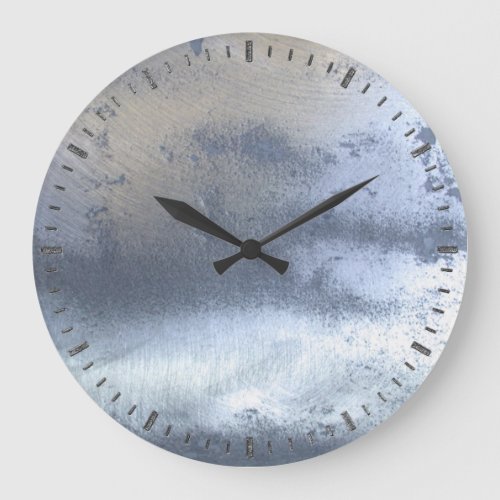 Photo Realistic Steampunk Sheet Metal Silver Steel Large Clock