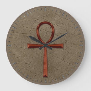 Photo Realistic Wood-effect & Copper-look Ankh Large Clock