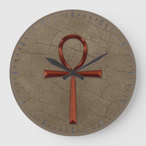 Photo Realistic Wood_effect  Copper_look Ankh Large Clock