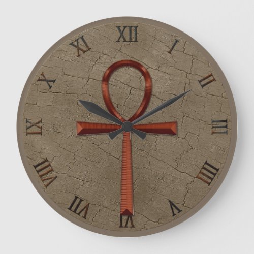 Photo Realistic Wood_effect  Copper_look Ankh Large Clock