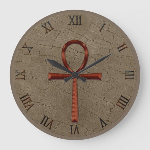 Photo Realistic Wood_effect  Copper_look Ankh Large Clock
