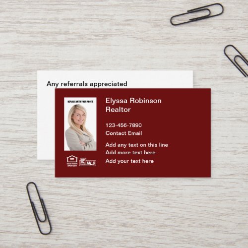 Photo Realtor Business Referral Cards