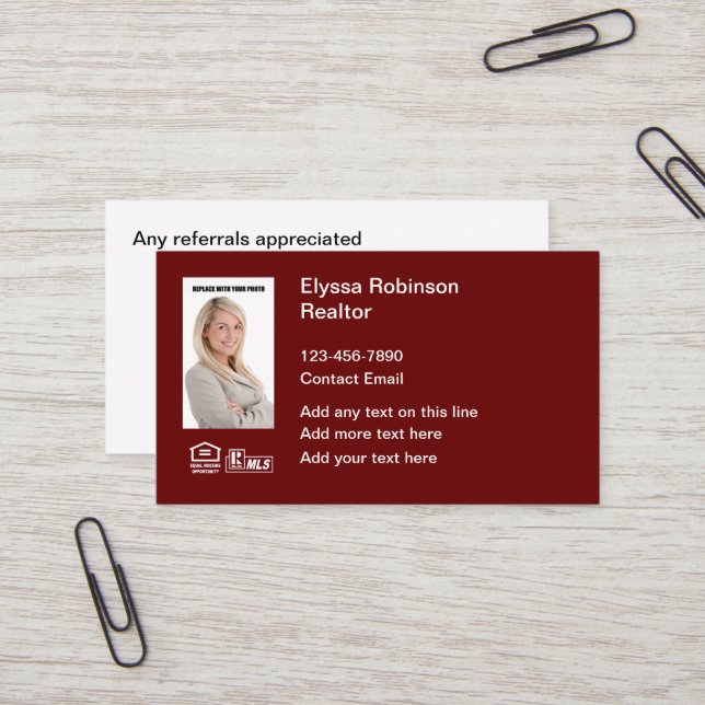 Photo Realtor Business Referral Cards (Front/Back In Situ)