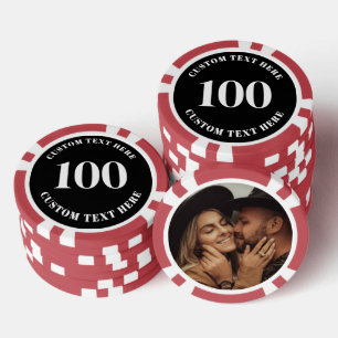 Photo Red 100 Numbered Poker Chips