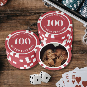Photo Red 100 Numbered Poker Chips