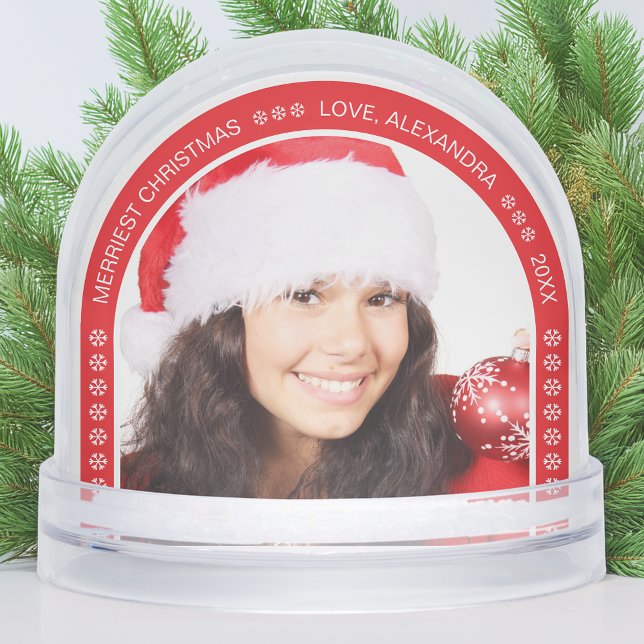 Photo Red Arch Merriest Christmas White Snowflakes Snow Globe (Creator Uploaded)