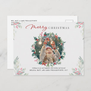 Photo Red Berries Botanical Christmas Holiday Postcard