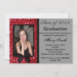 Photo Red Glitter Graduation Invitation