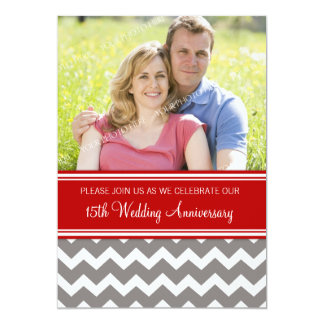 Photo Red Grey 15th Anniversary Invitation